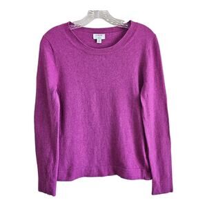 J CREW Women's XS Teddie Sweater Magenta Purple Soft Cotton Wool Blend 34"